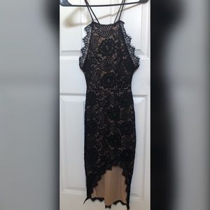 Black lace midi dress